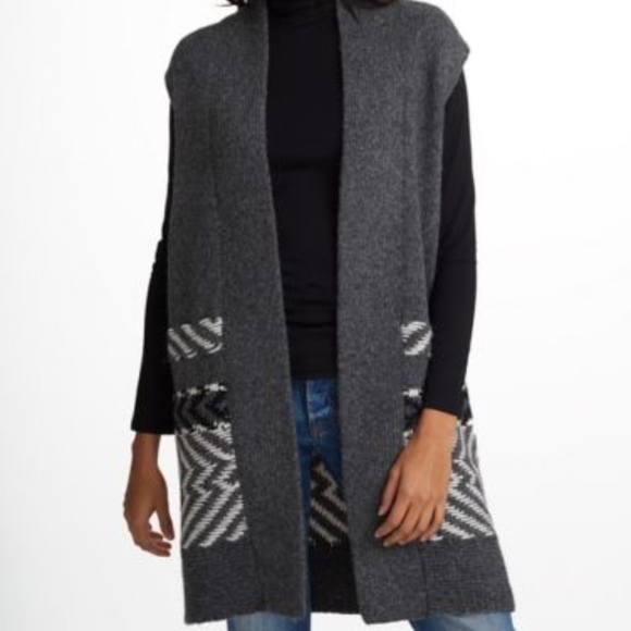 WHITE+WARREN SOFT ALPACA JACQUARD VEST - Picture 1 of 7